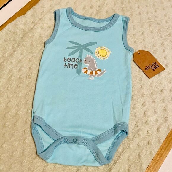 Chick Pea | Beach Time Dino Tank Onesie - Picture 4 of 11